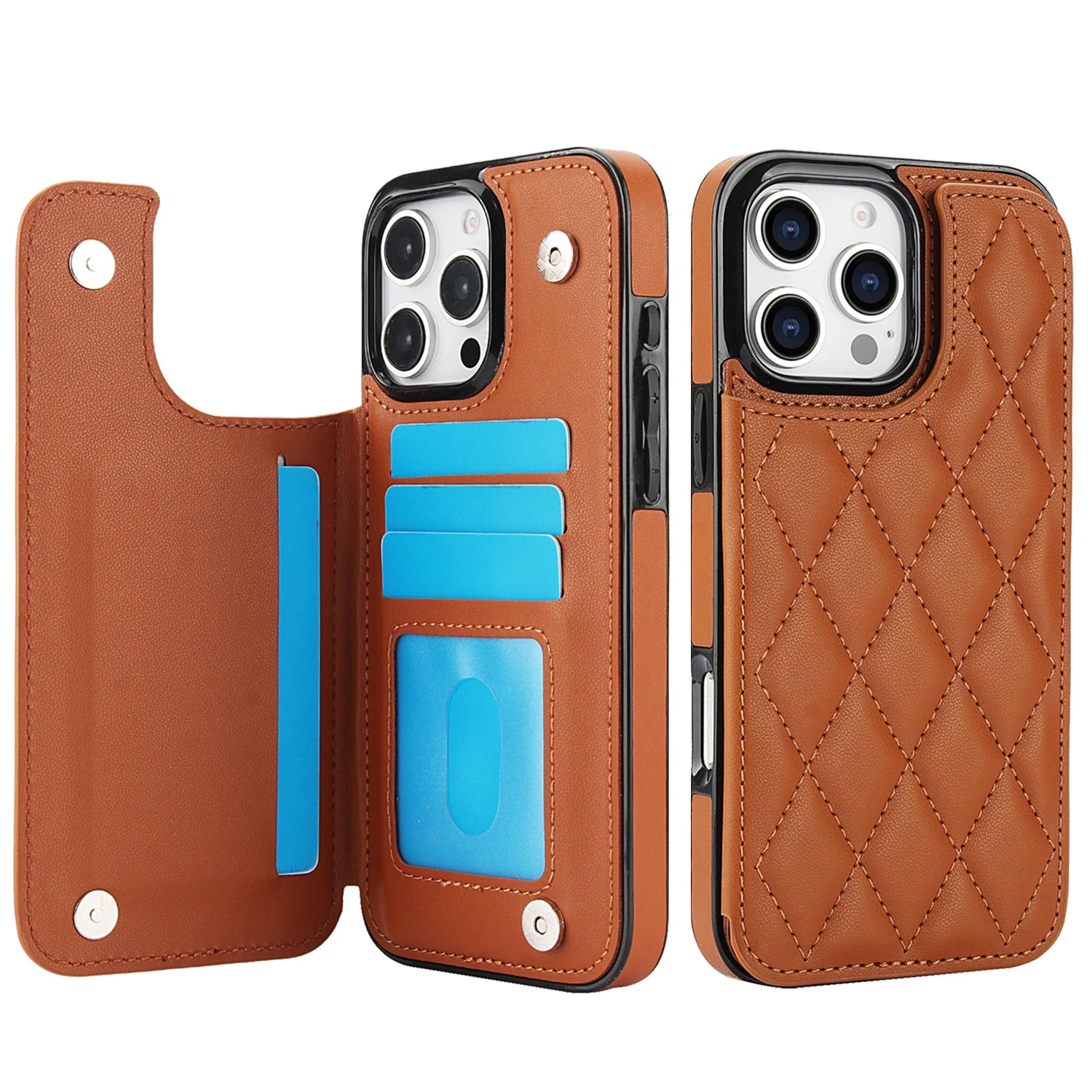 Card Slot Flip Leather Case For iPhone 16e 15 Pro Max 14 13 12 11 SE 3 2 XS XR 8 7 Plus Wallet Double Button Small Fragrant Wind