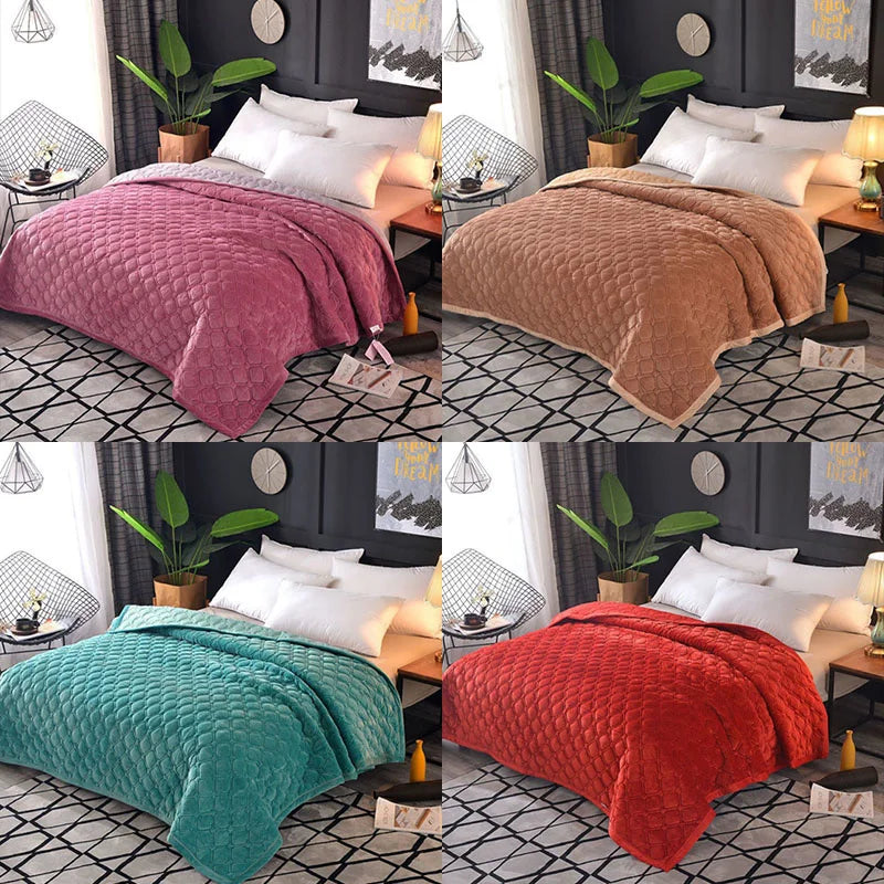 Winter Warm Blankets Quilt Plaid Bed Cover Quilted Bedspread Velvet Bedspread Cover For Beds