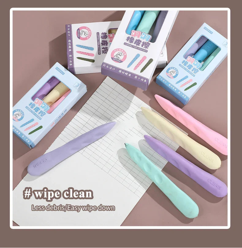Macaron Color Children Kawaii Pencil-shaped Hole Eraser Creative DIY Student Supplies Stationery
