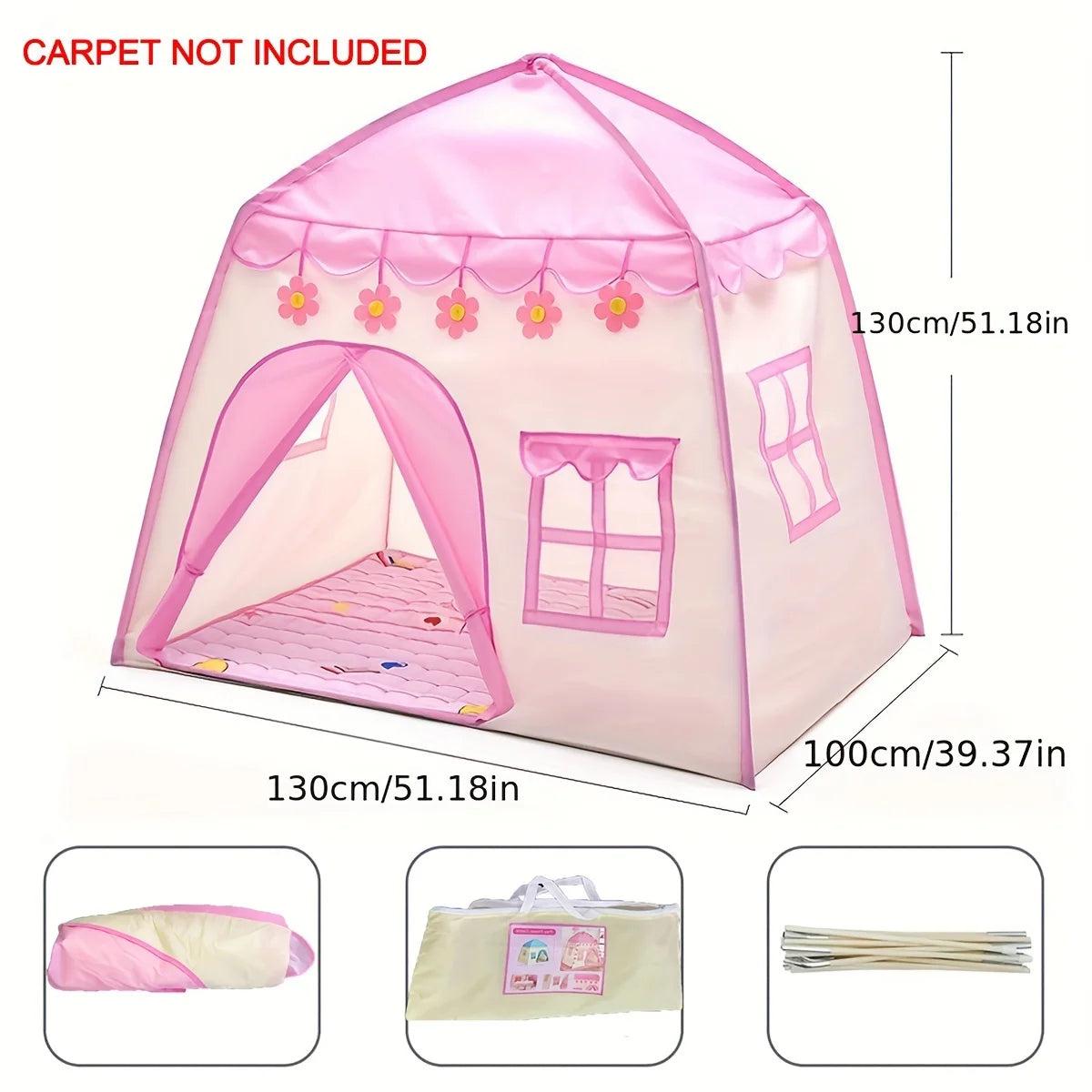 Children playhouse Tent Indoor, Big Space Kids Tent Outdoor, Easy to Carry and Install, Large Room Crawling, Birthday Christmas