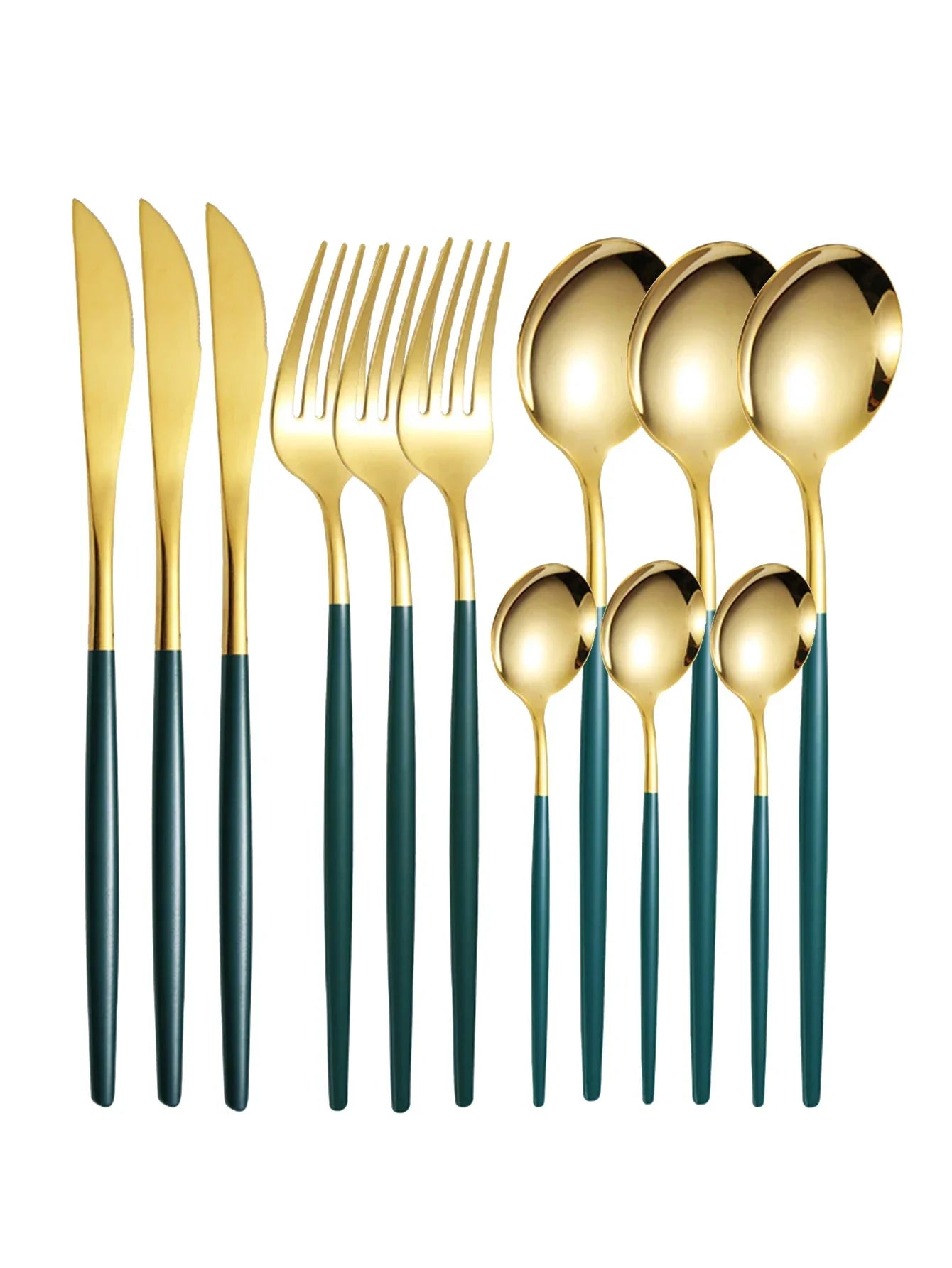 12pcs thin stainless steel tableware family set of Portuguese steak knife and fork, ramen fork dessert spoon coffee spoon