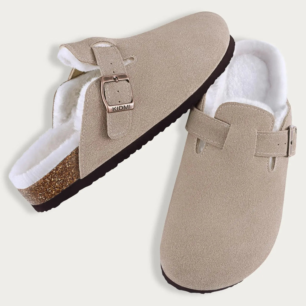 KIDMI Suede Clogs for Women Men Mules Cork Footbed Sandals With Arch Support Fashion Nonslip Outdoor Beach Slippers Home Shoes
