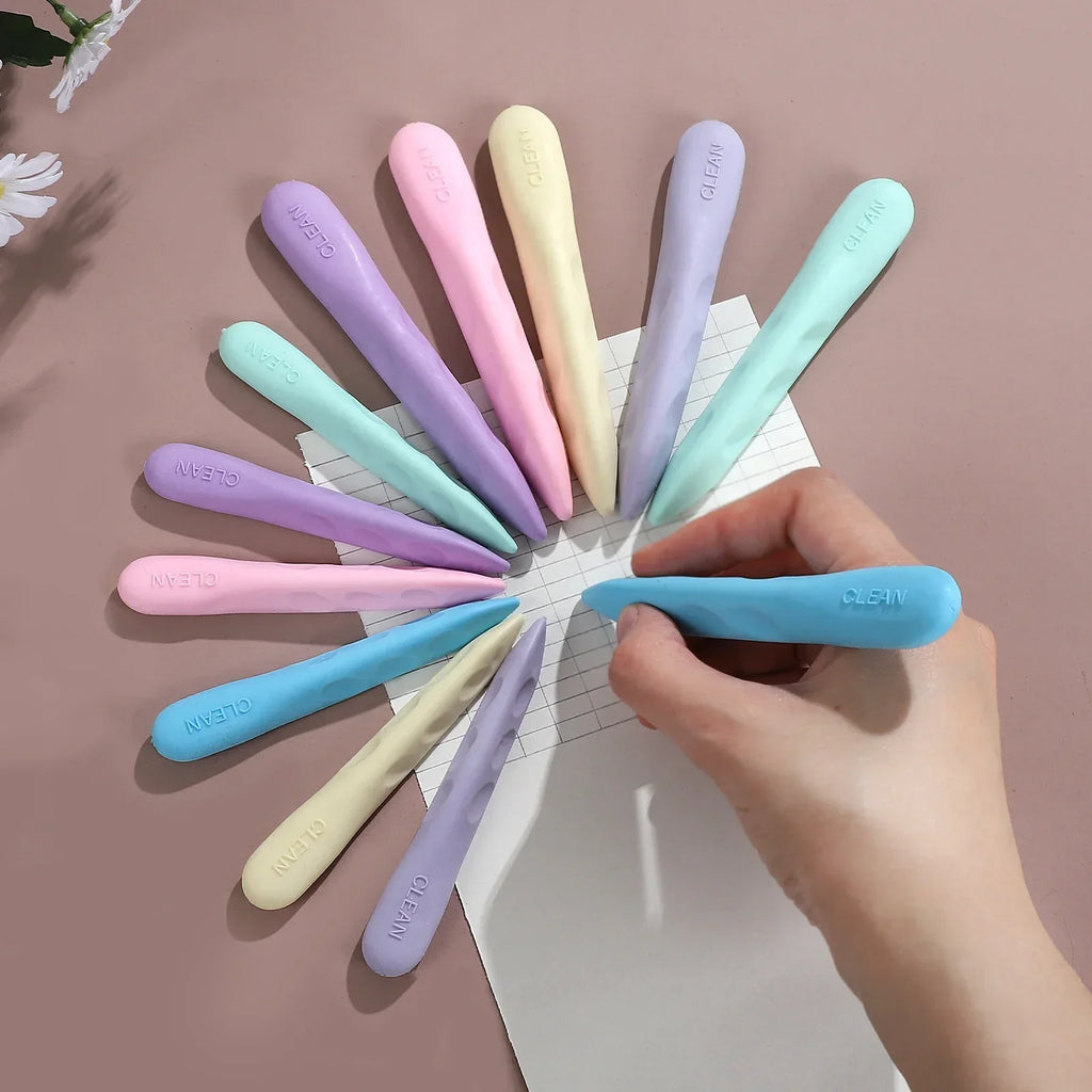 Macaron Color Children Kawaii Pencil-shaped Hole Eraser Creative DIY Student Supplies Stationery