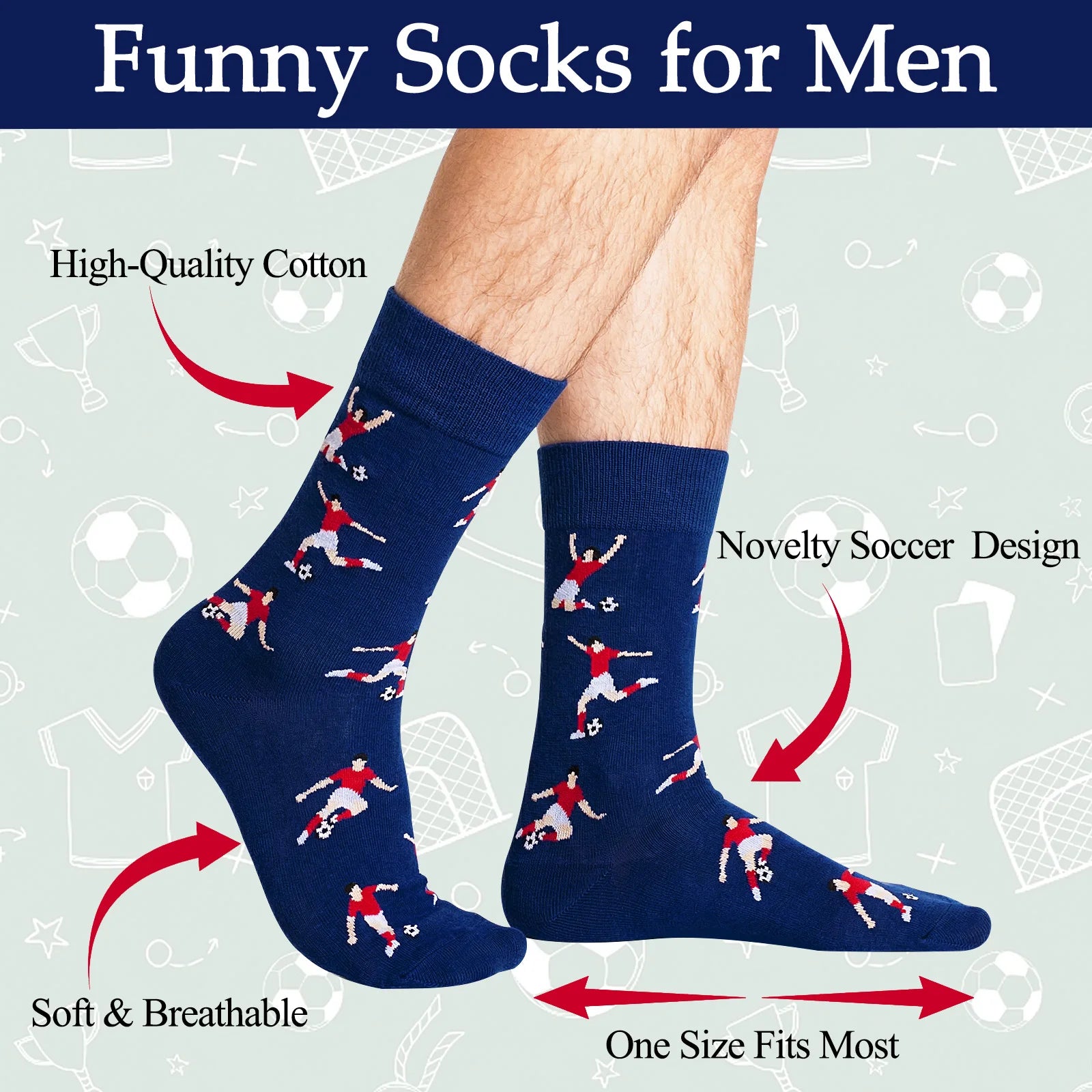 Funny Socks for Men Women Teen Boys -Fun Novelty Funky Socks Gift Ideas Men's Outdoor Gym Socks Comfortable Soft Football Socks