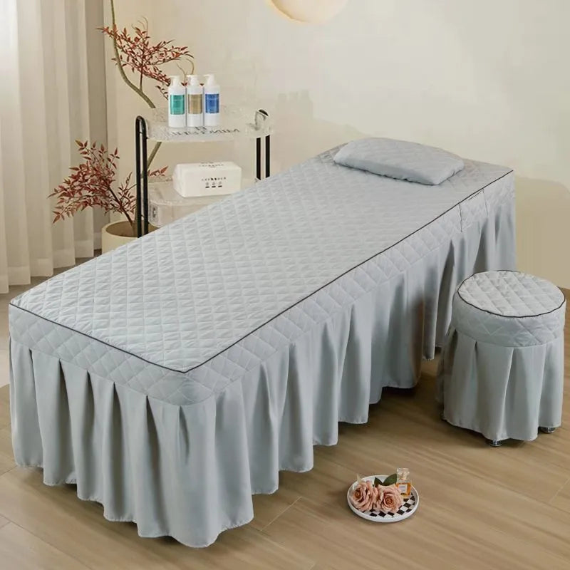 Thickened Single Double Beauty Bed Cover Pure Color Massage Beauty Salon Body Therapy Massage Hair Wash Bedding Cover Set