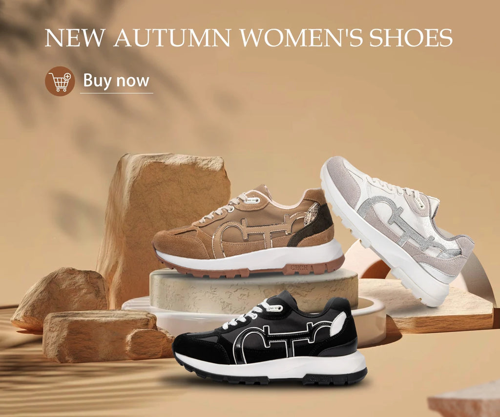 CHCH Women's Sports Shoes New Casual And Comfortable White Shoes Thick-Soled Genuine Leather Wear-Resistant Sports Shoes