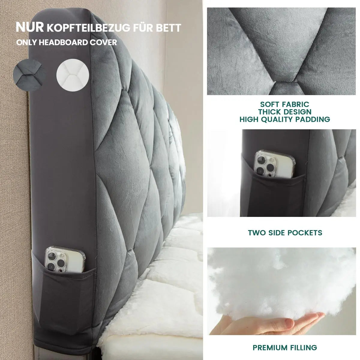 Bed Headboard Cover Stretch Thickened Large Rhombus Slipcover Covers Dustproof Bed Head Protector Cover Bed Board Cover