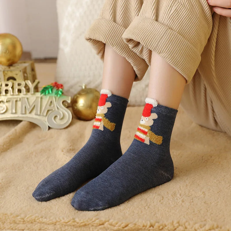 New Year Cartoon Christmas Socks Funny Elk Snowman Santa Claus Candy Bar Socks Woman Socks Socks Kids Christmas Gift Socks