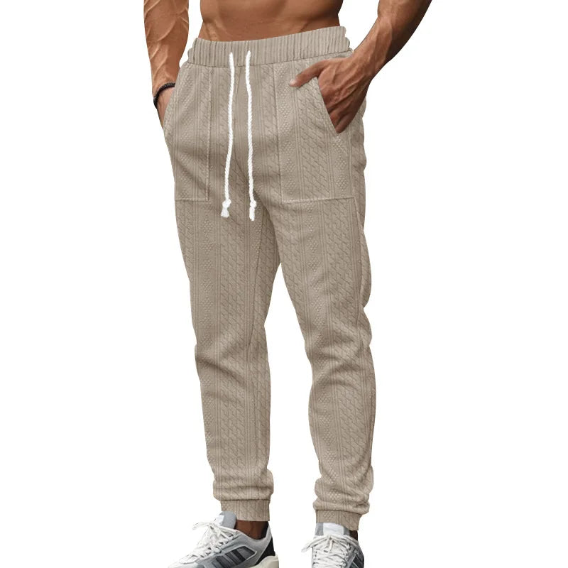 Men's Solid Color Sweatpants American Style Casual Pants Autumn Winter Home Wear Elastic Belt Soft and Comfortable Jogging Pants