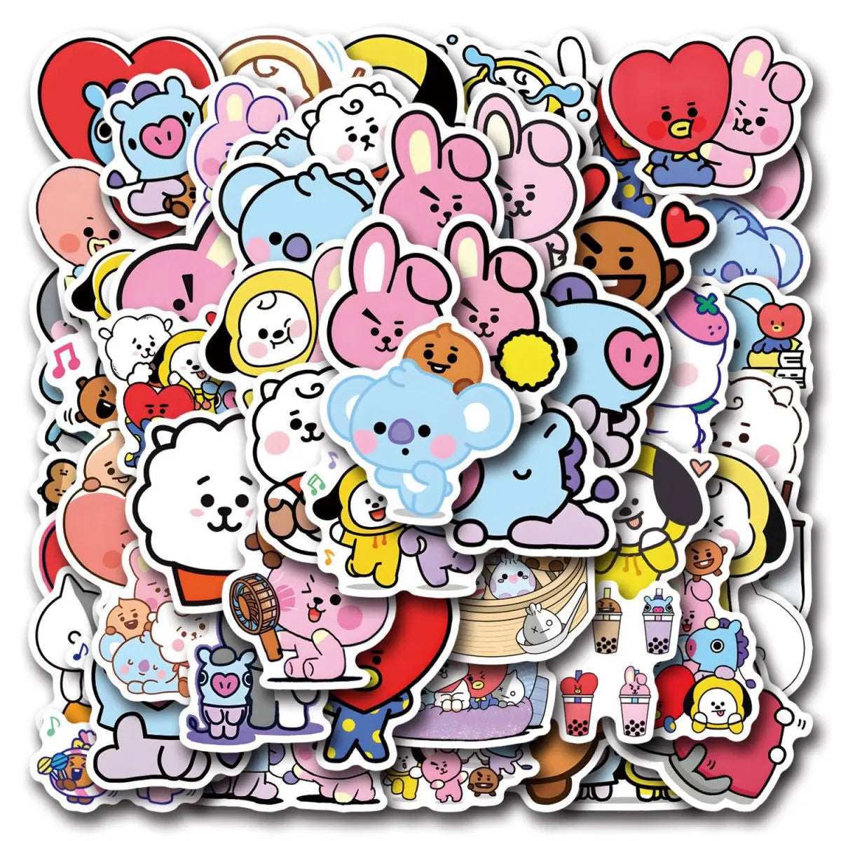 BT21 Chimmy Cooky koya RJ Shooky Mang Sticker High Color Value Cartoon Printing Creative Hand Ledger Decoration 55pcs Sticker