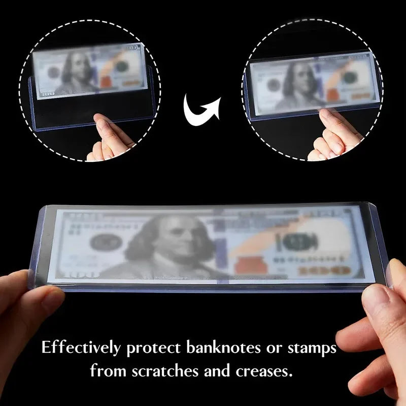 Bill Currency PVC Clear Hard Plastic Sleeve Clip Paper Money Notes Bills Holder for Collection Protector Case Supplies 173*75mm