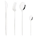 Drmfiy Pink Silver Stainless Steel Dinnerware Set Fork Knife Soup Ice Spoon Cutlery Set Western Flatware Kitchen Silverware Set