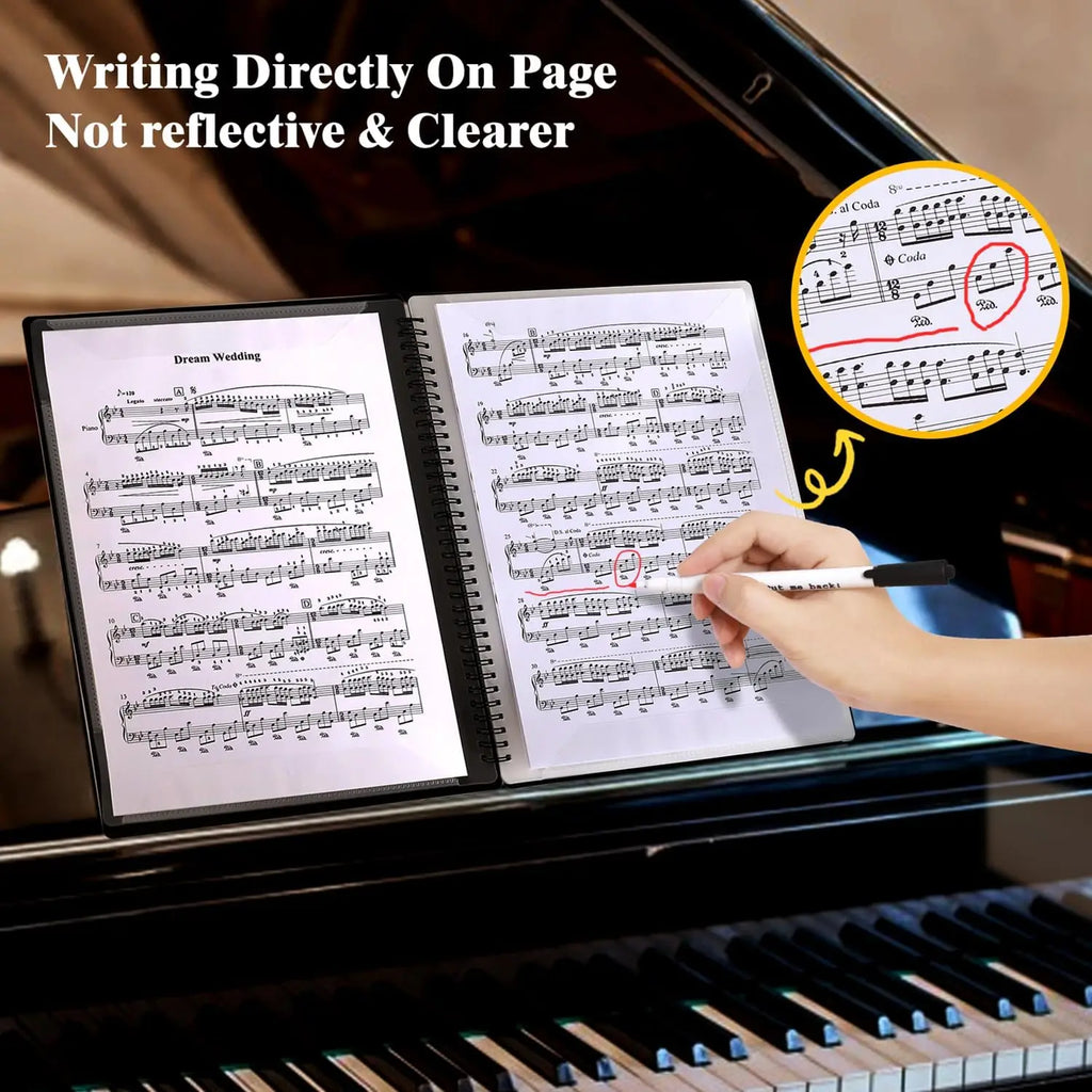 Sheet Music Binder, 60 Pages Sheet Music Binder, Fits 8.5 x 11.5 Inch Letter Size/A4, Music Storage Folder
