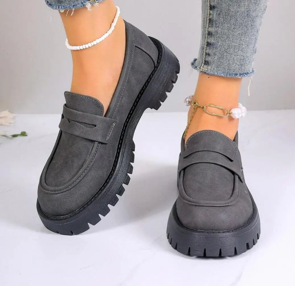 Retro British Style Platform Loafers Women 2024 Plus Size Round Toe Single Shoes Woman Thick Bottom Leather Oxford  Shoes Mujer