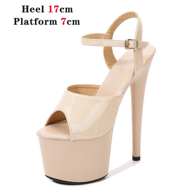 Shuzumiao Branded women's shoes pole dance 15 17 20cm sandals High Heels fashion sexy platform Black shoes Female party shoes