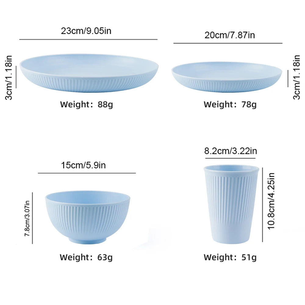 4Pcs Dinner Dishes Wheat Straw Dinner Plates Set Eco Friendly Full Tableware Of Plates Set Kitchen Accessories Plates Dinnerware