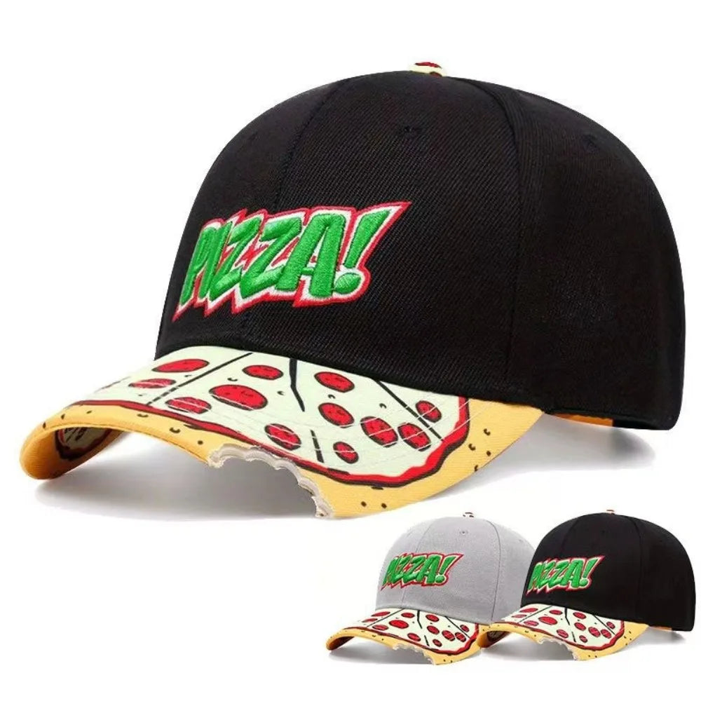 Fashion Casual Hip Hop Hats PIZZA Embroidery Breathable Baseball Cap Adjustable Snapback Hats Unisex