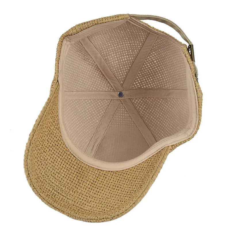2020 New Straw Baseball Cap Snapback Cap Adjustable Casquette Bones Gorras Casual Dad Hat for Men Breathable and Cool Cap