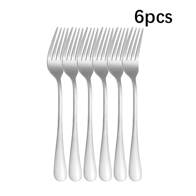 6/30pcs Silver stainless steel steak knife, fork and spoon dessert fork and spoon tableware set suitable for tableware hotel