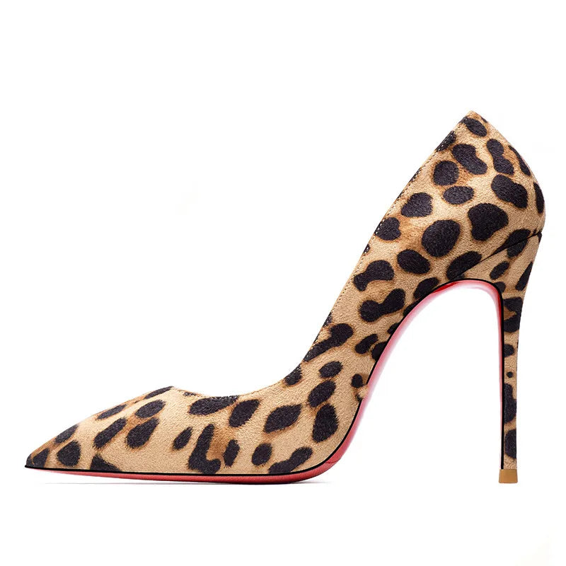 2022 Autumn New Women's High Heels Shoes Sexy Pointed Suede Red Shiny Bottom Pumps Fashionable Temperament Shallow Wedding Shoes