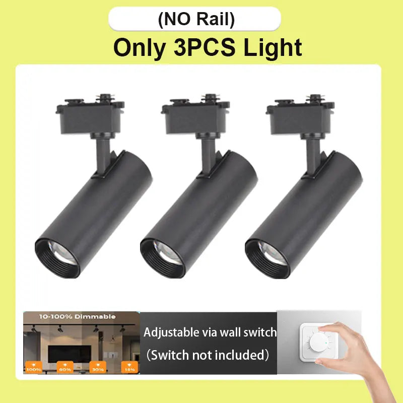 Set LED Track Light Dimmable Track Lamp AC180-265V COB led Spotlight  for Living Room Kitchen Clothing Store Rail Lamp Lighting