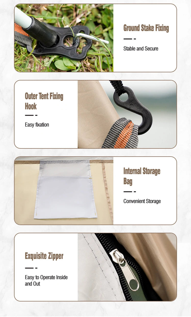 Right-Angle Four-Sided Tent, Fully Automatic Quick-Opening Sun Protection And Waterproof, Used For Camping In Beaches And Parks.