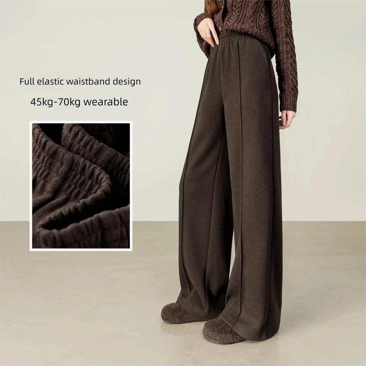 SENTUBILA Knit Sweat Pants for Women 2026 Autumn Winter Acetate Wool Silk Blend Trousers Casual Versatile Bottoms 154K80280