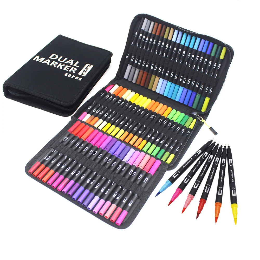 12/24/36 120 Colors Double Ends Manga Art Brush Pen Set Pencil Watercolor Art Markers Fineliner Calligraphy Pens Art Supplies