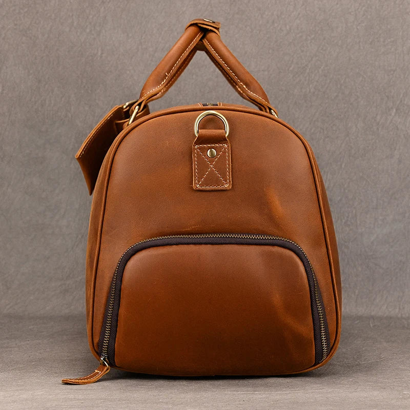 Big Capacity Genuine Leather Travel Bag For Men Women Soft Black Cowhide Casual Travel Duffel Large Luggage Weekend Shoulder Bag