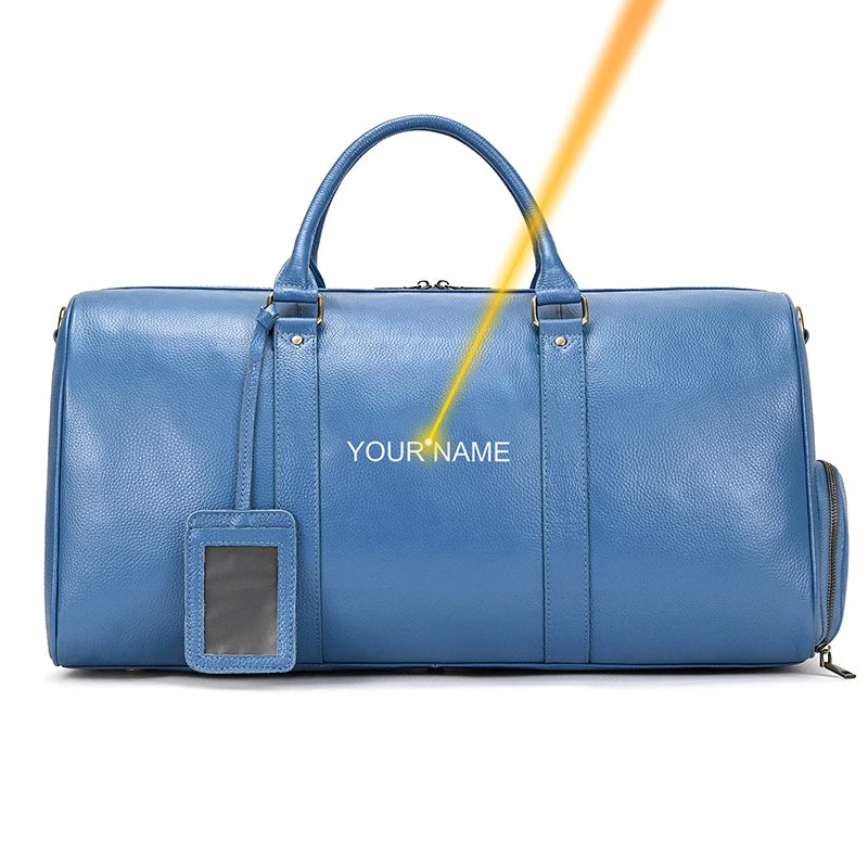 Big Capacity Genuine Leather Travel Bag For Men Women Soft Black Cowhide Casual Travel Duffel Large Luggage Weekend Shoulder Bag