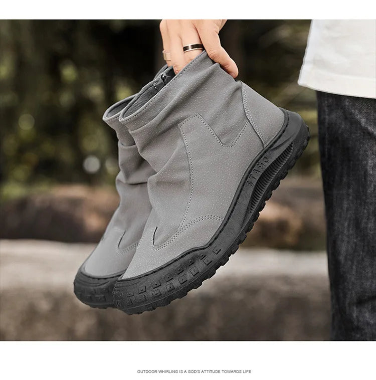 Outdoor Men's High-Top Work Boots Casual Shoes Comfortable Sport Workwear Waterproof Anti-slip Long-lasting No Fatigue Footwear