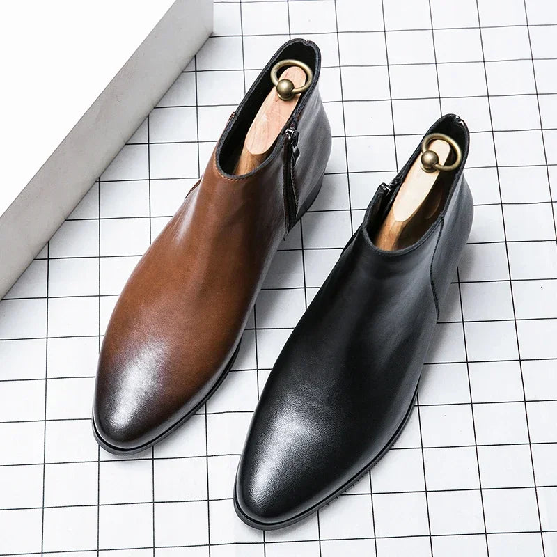 Men's Shoes Chelsea Boots Causal Business Retro Ankle Boots Man Walking Shoes Pu Leather Shoes Waterproof Classic Loafers Men