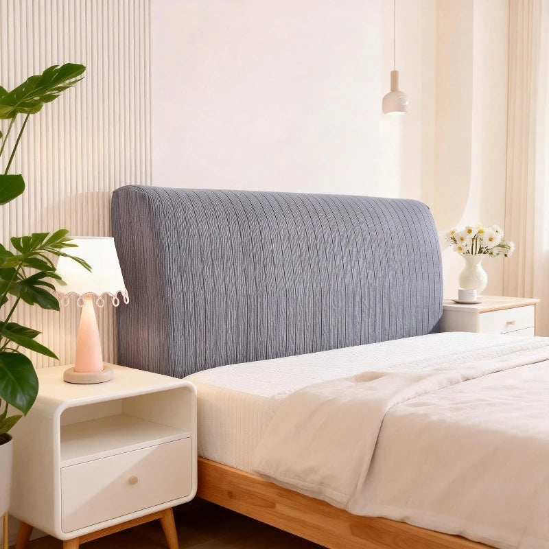 High Elasticity Headboard Cover Solid Color Double Bed Backrest Cover Autumn Winter Warm and Dustproof Cover Machine Washable