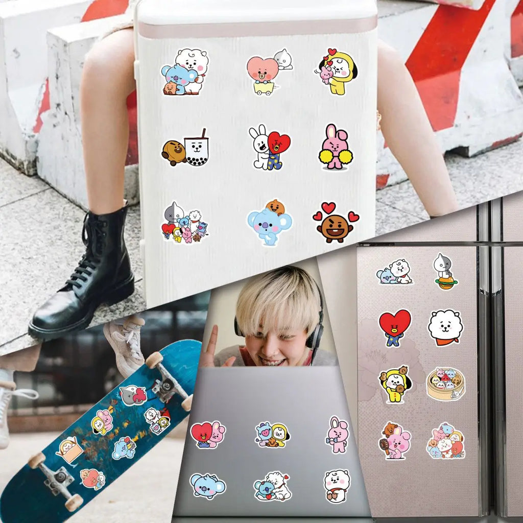 BT21 Chimmy Cooky koya RJ Shooky Mang Sticker High Color Value Cartoon Printing Creative Hand Ledger Decoration 55pcs Sticker