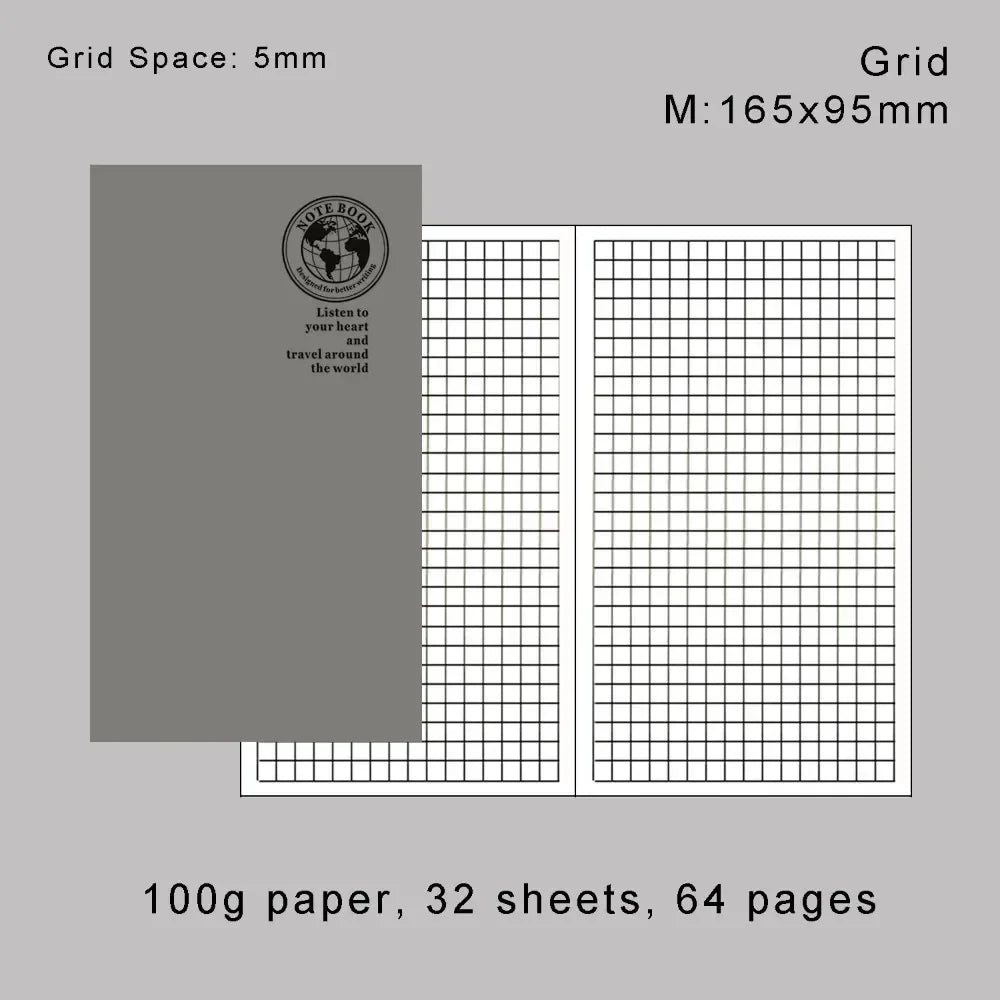 Retro Foil Gold Cover Travelers Notebook Refill Filler Paper for Midori Notebook and Journal Insert Refill Standard Passport