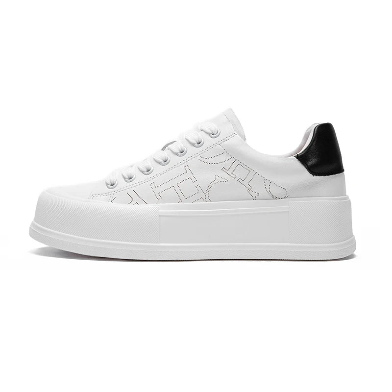 CHCH Women's Sports Shoes New Casual And Comfortable White Shoes Thick-Soled Genuine Leather Wear-Resistant Sports Shoes