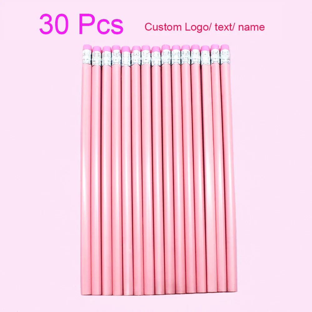 Custom Wood Pencils Personalized Name Pencils with Erasers-Imprinted Logo or Message Pen for Baby Shower Wedding School Office