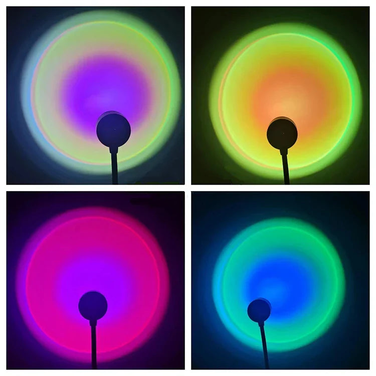 Drop Shipping USB Sunset Lamp LED Without Choice Mark Rainbow Neon Night Light Projector Photography Wall Atmosphere Lighting
