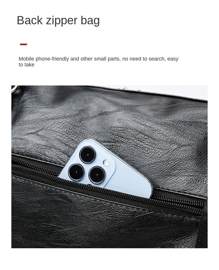 2023 New Men's Business PU Travel Handbag Soft Leather Texture Shoulder Bag Sports TrainingLarge Capacity Handheld Crossbody