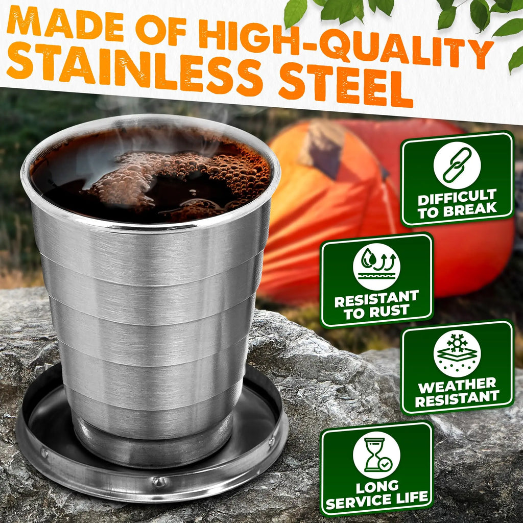 NEW 250ml Stainless Steel Retractable Cup Outdoor Travel Toiletry Cup Portable Creative Compression Cup Mini Handy Cup Folding Cup