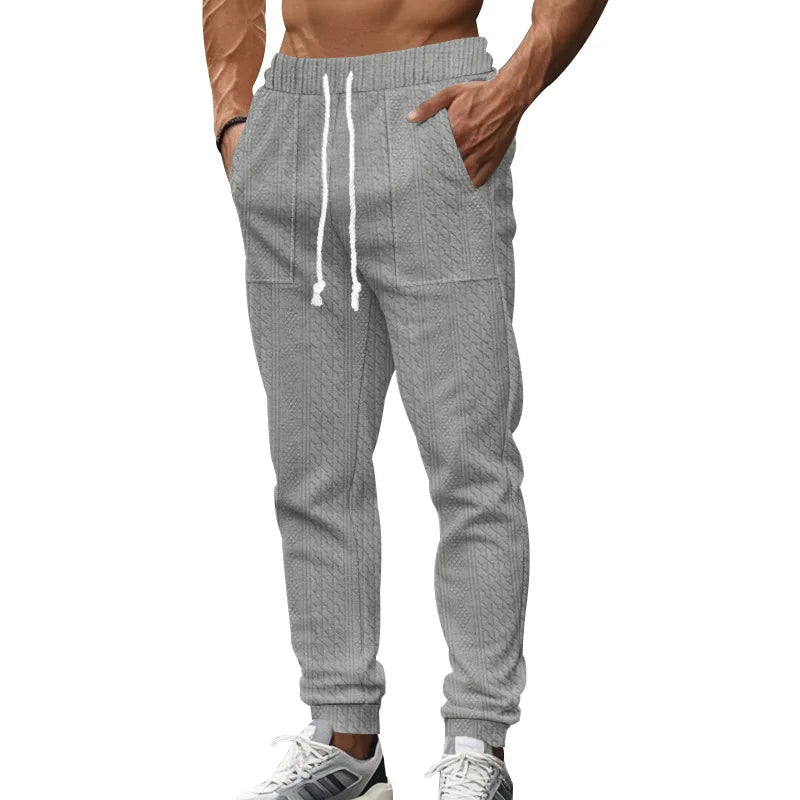 Men's Solid Color Sweatpants American Style Casual Pants Autumn Winter Home Wear Elastic Belt Soft and Comfortable Jogging Pants