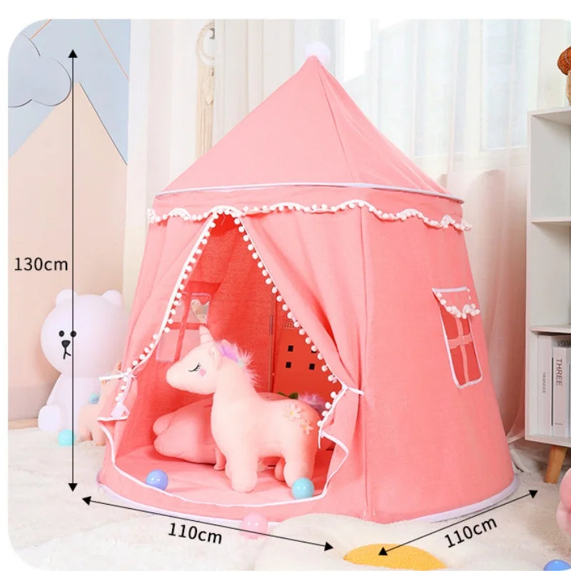 Large Teepee Tent for Kids Folding Toy Tent Castle Children Play House Large Teepee Tent Princess Castle Children Outdoor Gifts
