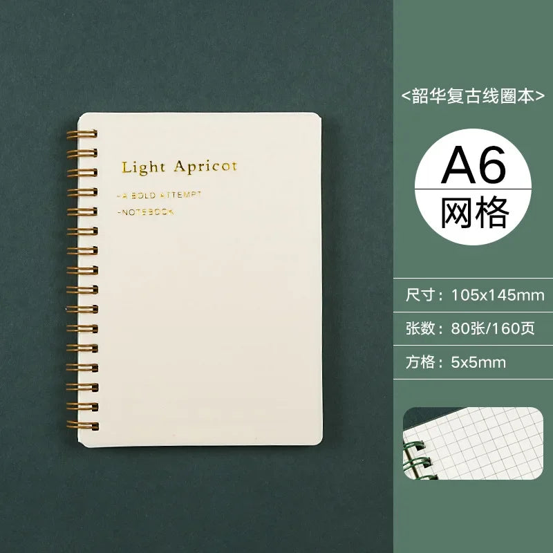 A5/B5/A6 Classical PP Coil Line Grid Spiral Notebook Journals Morandi Basic Diary Weekly Planner Book School Stationery