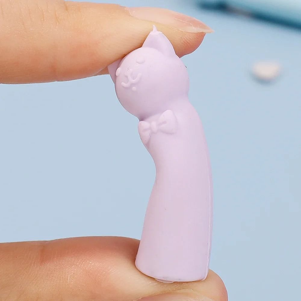 1-20pcs Cartoon Eraser Caps Pencil Erasers Toppers Cute Cat Erasers for Kids Student School Stationery Supplies Pen Head Sleeves