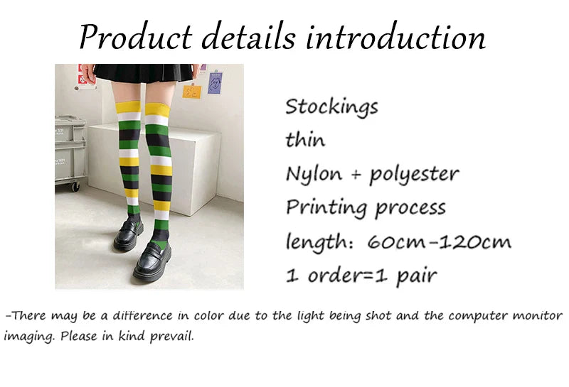 Fun rainbow striped stockings women's sexy fashion multicolor thigh high stockings Harajuku Kawaii girl romantic socks gift