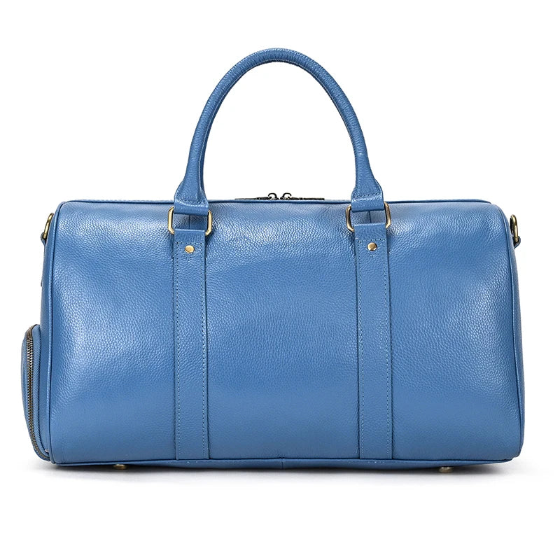 Big Capacity Genuine Leather Travel Bag For Men Women Soft Black Cowhide Casual Travel Duffel Large Luggage Weekend Shoulder Bag