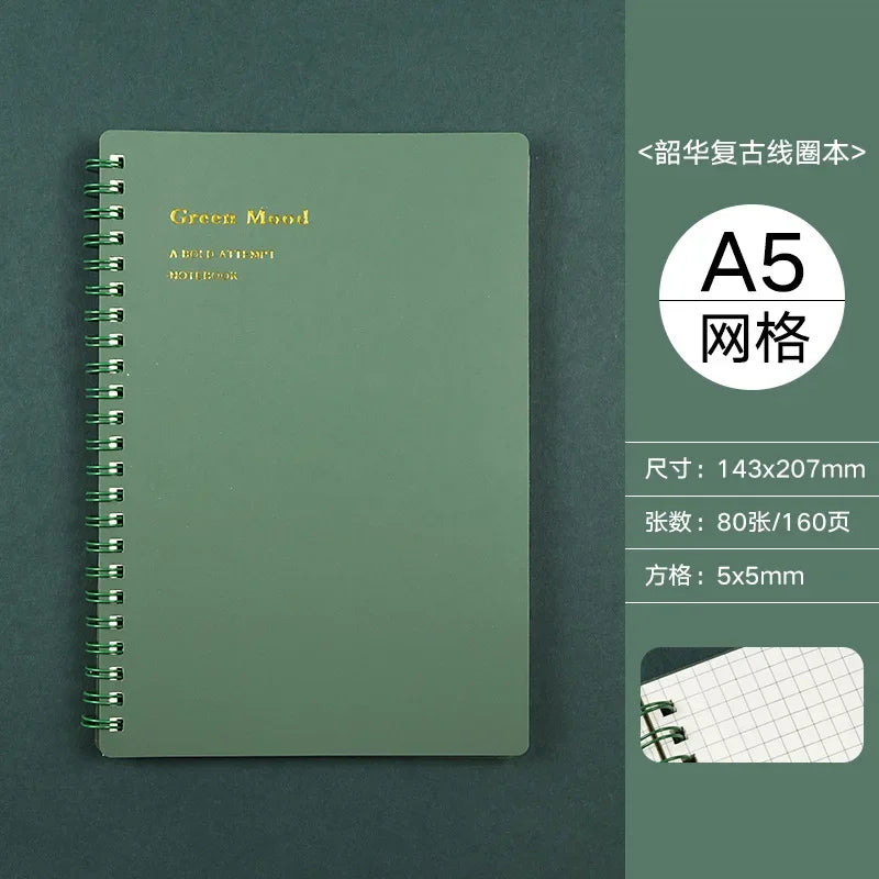 A5/B5/A6 Classical PP Coil Line Grid Spiral Notebook Journals Morandi Basic Diary Weekly Planner Book School Stationery