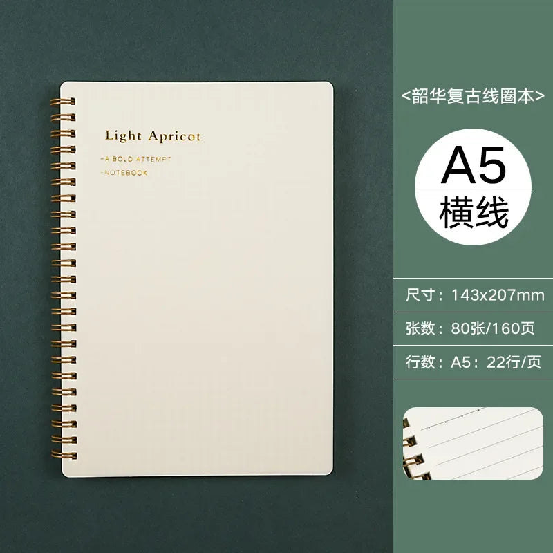 A5/B5/A6 Classical PP Coil Line Grid Spiral Notebook Journals Morandi Basic Diary Weekly Planner Book School Stationery