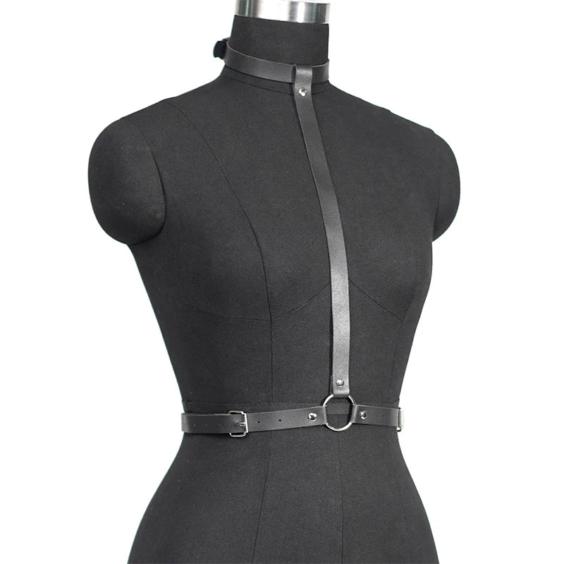 Leather Hot Garter Belt Lingerie Women's Sexy Strap-on Underwear Adjustable Bra Gothic Harness Erotic Costume Female Porn Sets
