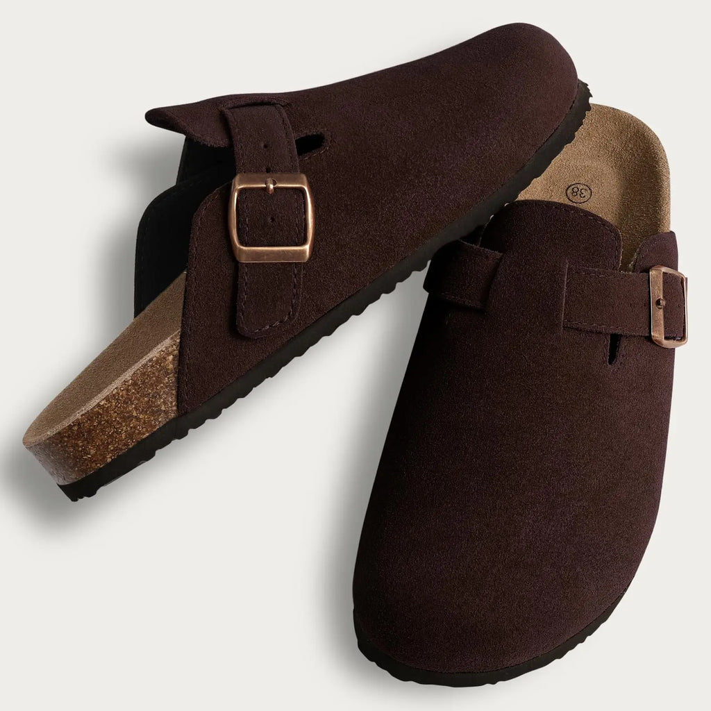 KIDMI Suede Clogs for Women Men Mules Cork Footbed Sandals With Arch Support Fashion Nonslip Outdoor Beach Slippers Home Shoes